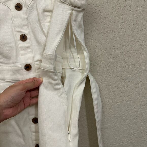 BRAVISSIMO Button Front Denim Dress Belted Knee-Length Stone Garden Party NWT - Picture 8 of 14